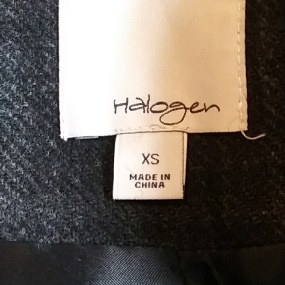 Halogen moto style wool blend coat plated belted plaid size XS gray blazer - Picture 3 of 9